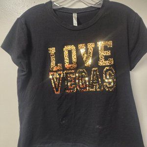 Reserved black cotton blend tshirt Love Vegas Gold Graphic XL